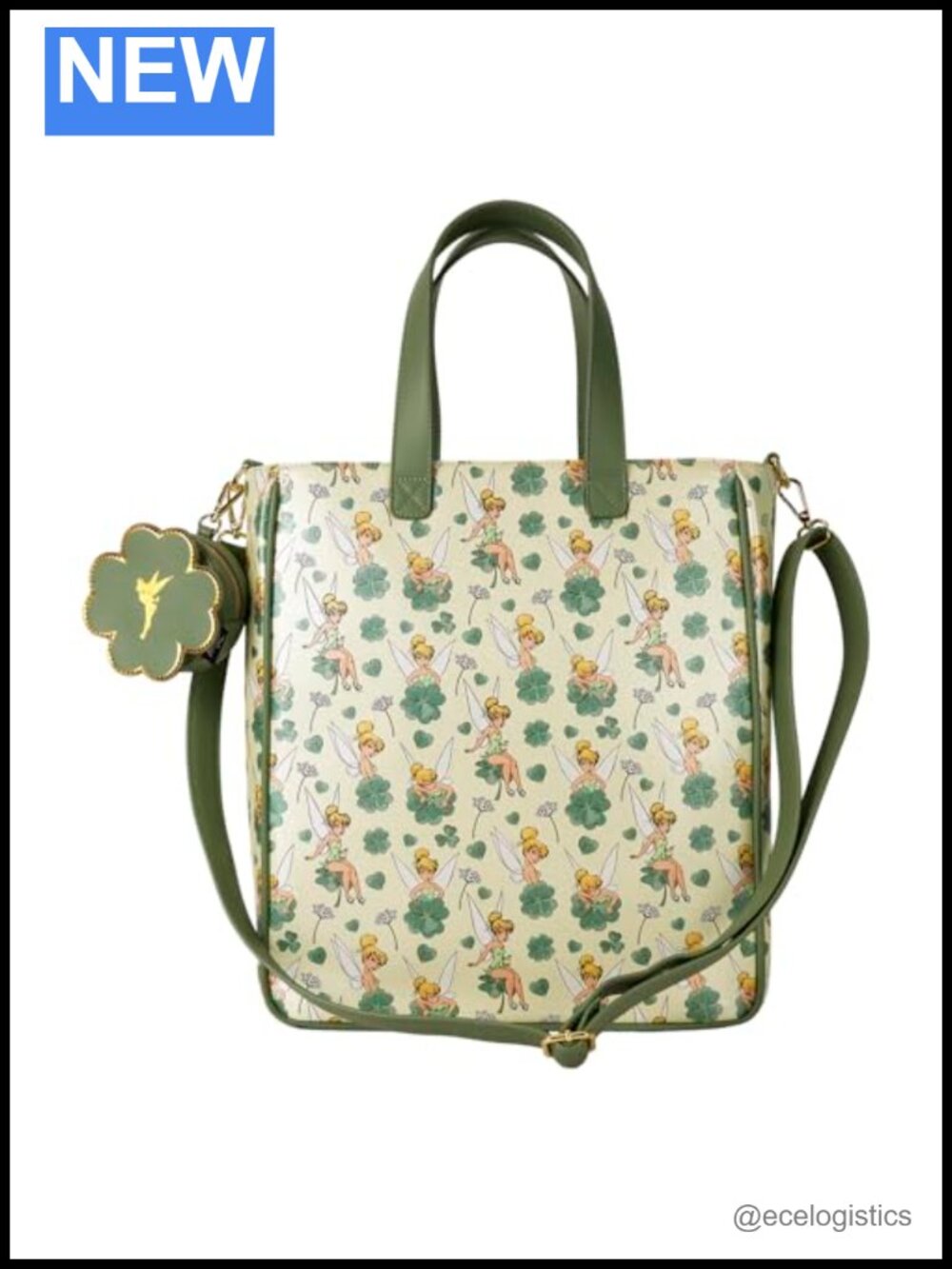 Loungefly Disney Tinker Bell Tote Bag with Coin Purse Faux Leather